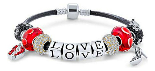 Parejas Love Word Saying Red Valentine Themed Starter Beads