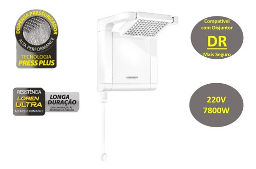 Chuveiro elétrico de parede Lorenzetti Acqua Ultra Star branco 7800W 220V
