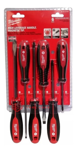 Imagen 4 de 6 de Destornillador Milwaukee 6 Piezas 48-22-2706 Punta Magnetica