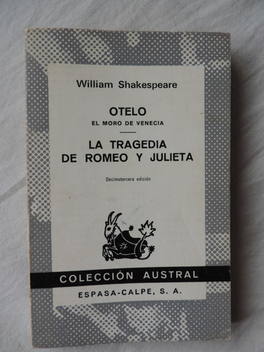 Libro Otelo Y Romeo Y Julieta - William Shakespeare (Usado)