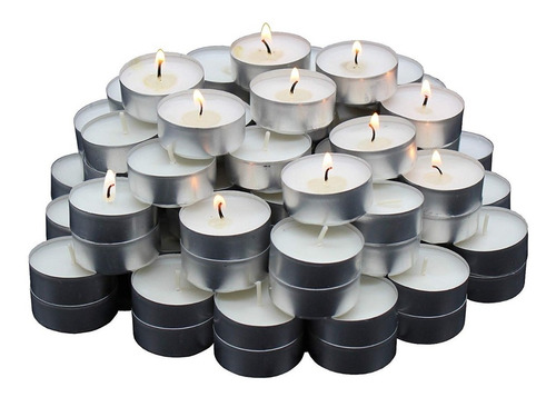 Saco Com 30 Velas Rechaud Brancas C/ Suporte Em Alumínio
