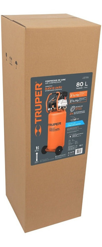 Compresor de aire eléctrico portátil Truper COMP-80LV monofásico 80L 3.5hp 127V 60Hz naranja