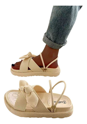 Sandalias Con Nudo De Lazo Para Mujer, Suela Suave, Cómodas,