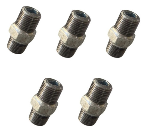 Pack 5 Union Niple Galvanizado Con Tuerca 1 Pulgada