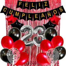 Comprar Combo Globos Cumpleaños Perlados Cristal Confeti Rojo Y Negr