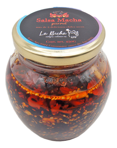 Salsa Macha Gourmet La Bicha 5 Chiles 450 Gr