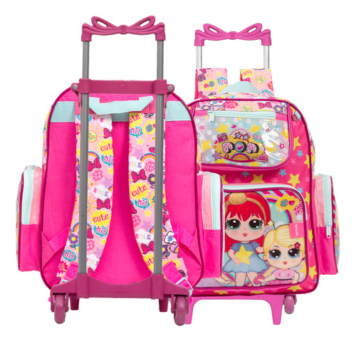 Kit Bolsa Mochila Infantil Feminina Lol Carrinho Passeio