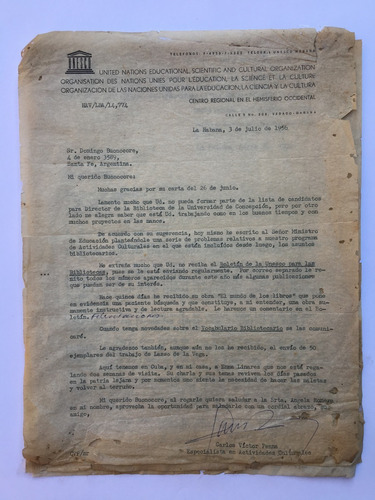 3 Cartas De Carlos Víctor Penna A Domingo Buonocore. 1952