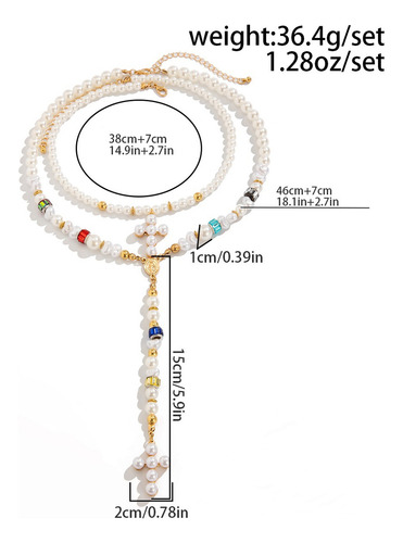 Collar De Cadena De Perlas De Imitación Con Colgante En Form