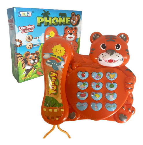 Telefone Musical Tigre Brinquedo Educativo Animais Fazenda