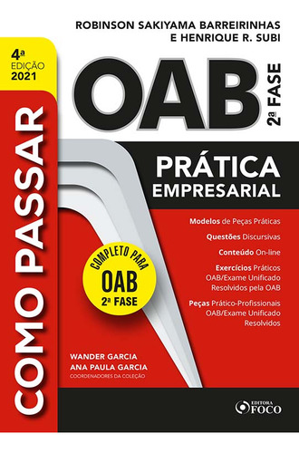 Como Passar Na Oab 2a Fase - 04ed/21 - - Foco Editora