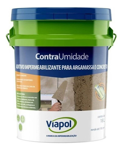 Contra Umidade Aditivo Impermeabilizante Viapol Balde 18l Cor Branco