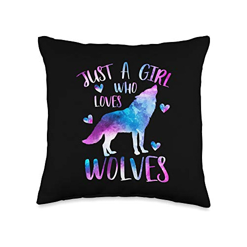 Cojín Decorativo  Just Girl Wolves Watercolor Cute Wol...