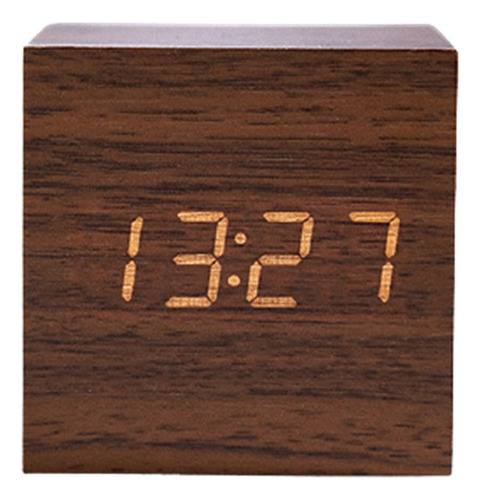 Reloj Despertador Cubemini De Escritorio De Madera, Cuadrado