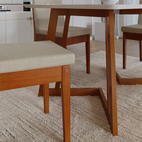 Conjunto Mesa De Jantar 4 Lugares Madeira Mesa Cf