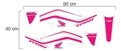 Adhesivos para cinturón de moto Honda Cg Titan 160 2018/2020, color rosa y blanco