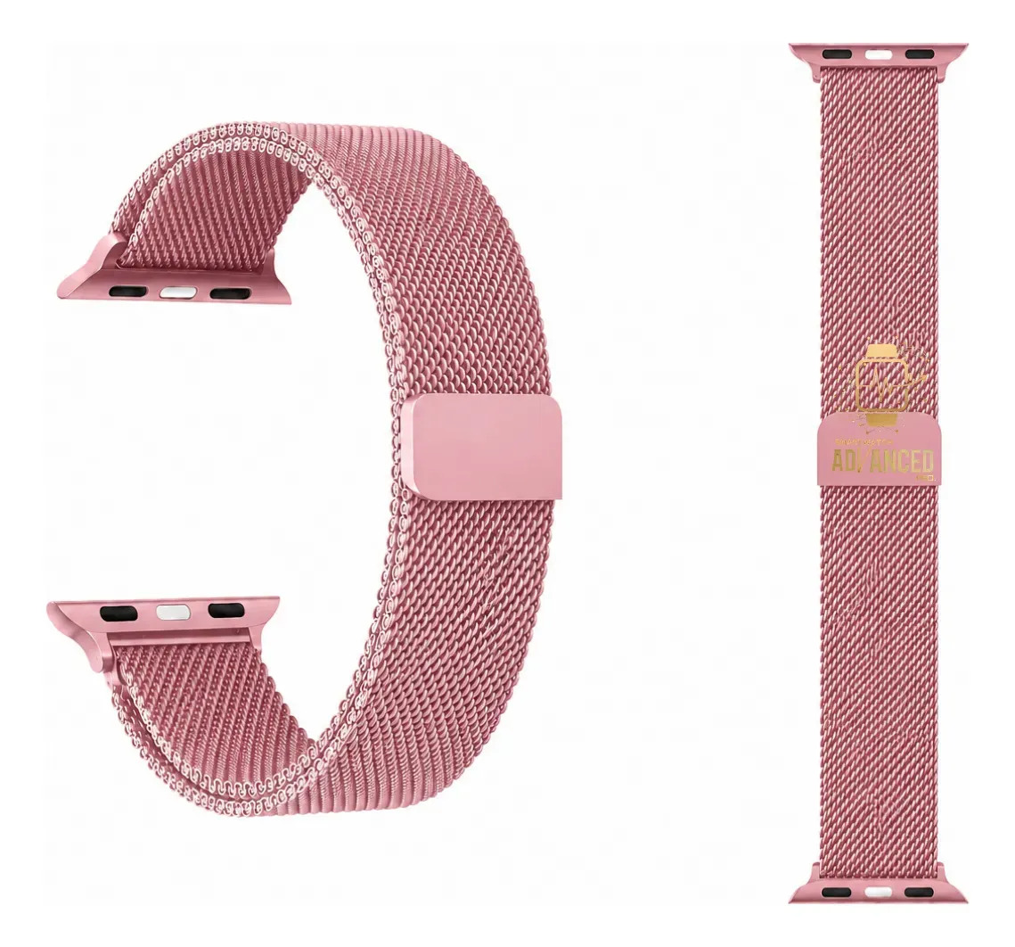 Pulseira Milanesa Metal Aço Smartwatch 38mm 40mm 41mm 42mm Cor Rosa Largura da pulseira 4.1 cm