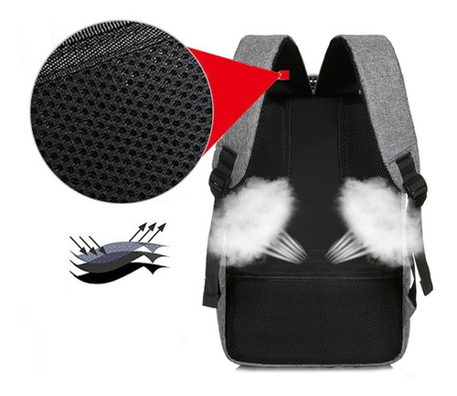 Imagen 4 de 10 de Mochila Urbana Escolar Porta Notebook Unisex Con Puerto Usb