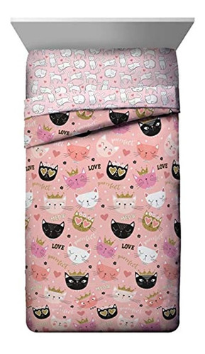 Jay Franco Purrrfect Juego De Cama Completo De 5 Piezas - In