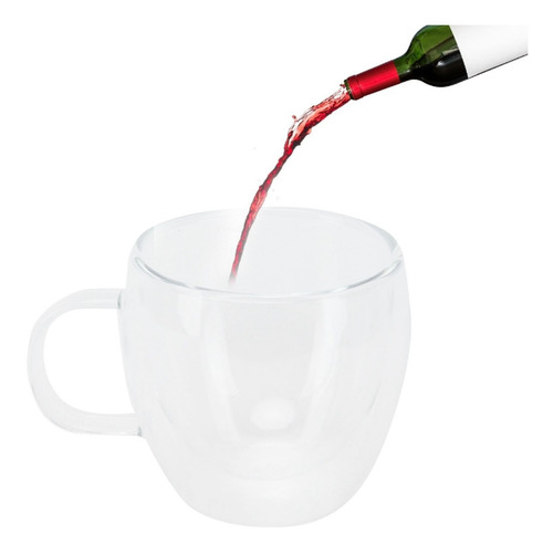 Taza De Vidrio Con Asa Transparente De Doble Pared Para Café