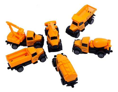 6 Mini Camiones A Fricción Escala 1:48 Cabina Metálica