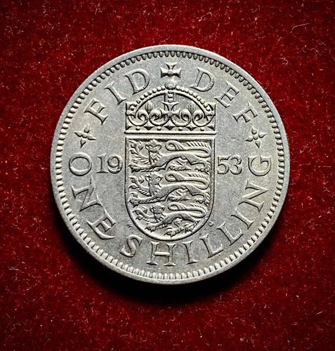 Moneda 1 Chelín Inglaterra 1953 Km 890 Tres Leones