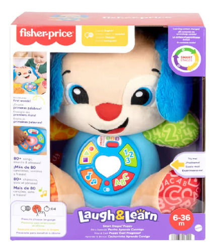 Brinquedo de pelúcia azul de tamanho médio FISHER PRICE Mattel DOGGY PUPPY LEARN