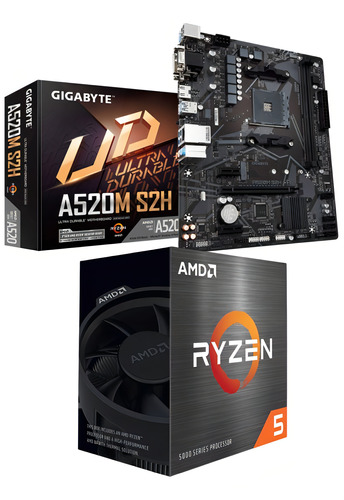 Kit Gigabyte A520m-s2h + Processador Amd Ryzen 5 5500