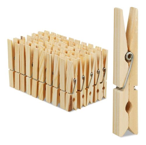 Perros Para Ropa Bambú Pinzas Tenazas Colgadores 60 Unidades 