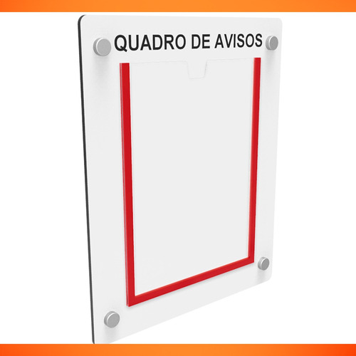 Quadro De Aviso/gestão Mdf 1 Display Vertical A4 Em Acrílico