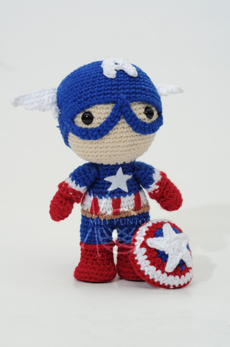 Amigurumi De Capitán América Marvel (muñeco Tejido)