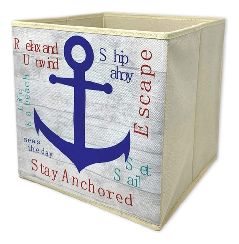 Nautical Anchor - Caja De Almacenamiento Plegable Con Temá.