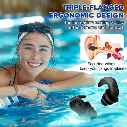 Tapones Para Oídos De Natación 2 Pares Impermeables Silicona