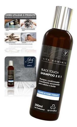  Shampoo Para Cabelo Barba Escurecedor Vito Black Touch 250ml