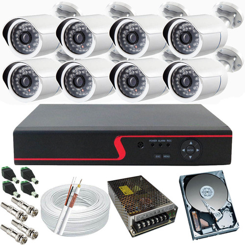 Kit 8 Câmeras Digital 1.3mp 720p Imagens Hd Dvr Ahd-m Hd 2tb