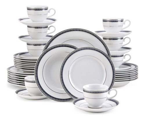 Mikasa Platinum Crown Cobalt Juego De Vajilla De 40 Piezas