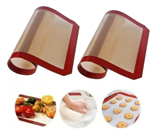 Pack X2 Plancha Silicona Placa Con Malla Antiadherente Horno