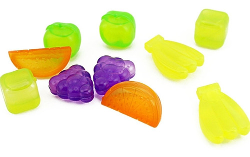 Kit 10 Cubos Gelo Artificial Coloridos Frutas Reutilizáveis 