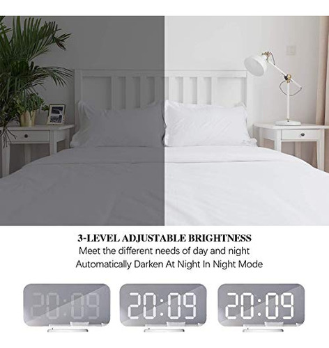 Reloj Despertador Digital Miowachi, Reloj Led Grande Con Esp