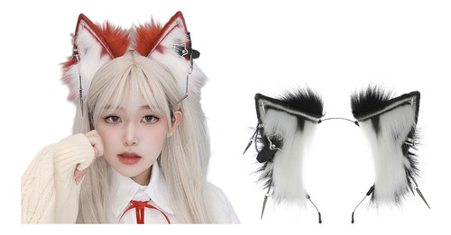 Diadema Con Forma De Orejas De Lobo Con Adornos Colgantes Pa