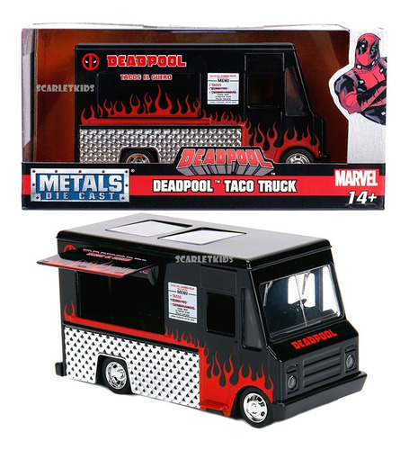 Deadpool Tacos Truck Metal Escala 1:32 Scarlet Kids Die Cast