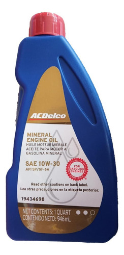 Aceite Multigrado Motor A Gasolina 946 Ml Sae 10w-30 Sp
