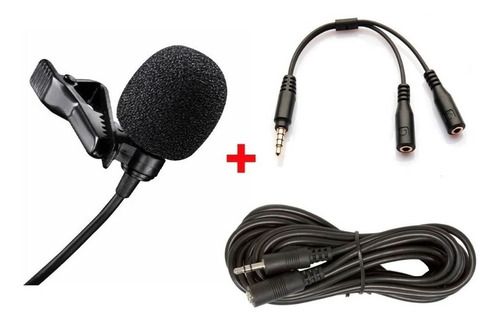 Imagen 1 de 3 de Micrófono De Celular Metálico Con Extensión De 2 Mt + 2 Adap
