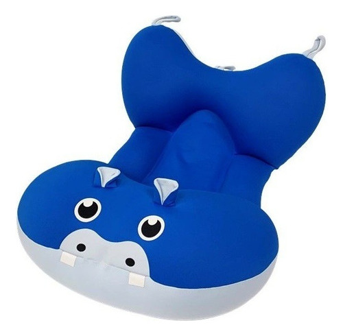 Almofada De Banho Para Bebê Hipopótamo Luca - Baby Pil Cor Azul