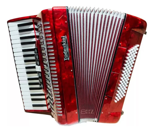 Acordeon Todeskini 80 Baixos Vermelho Pronta Entrega