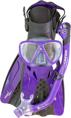 Set Cressi Tonga Dry Snorkeling Buceo Compacto Viaje Morado