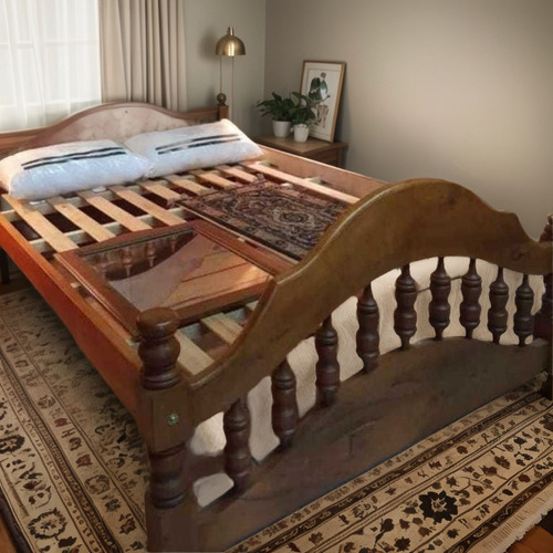 Cama 2 Plazas Flor Algarrobo Premium