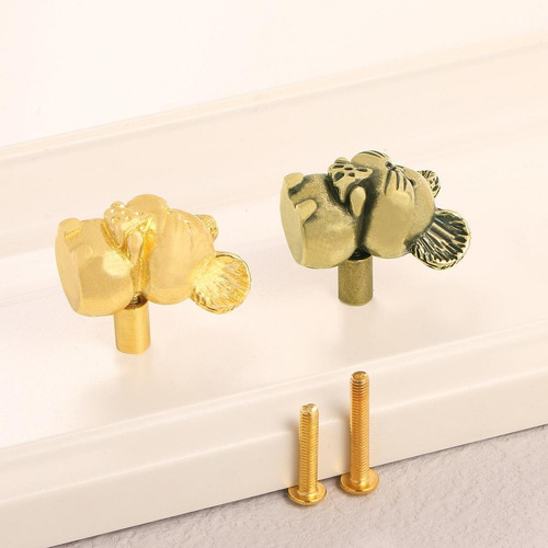 Manija De La Puerta Del Cajón De La Estatuilla Del Mini Oro