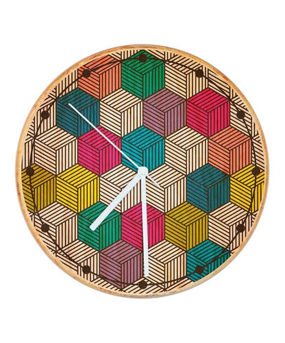 Reloj De Pared Wood In Time Cubic - Boniko