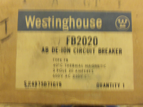 New Westinghouse Fb Fb2020 2 Pole 20 Amp 600v Circuit Br Eez
